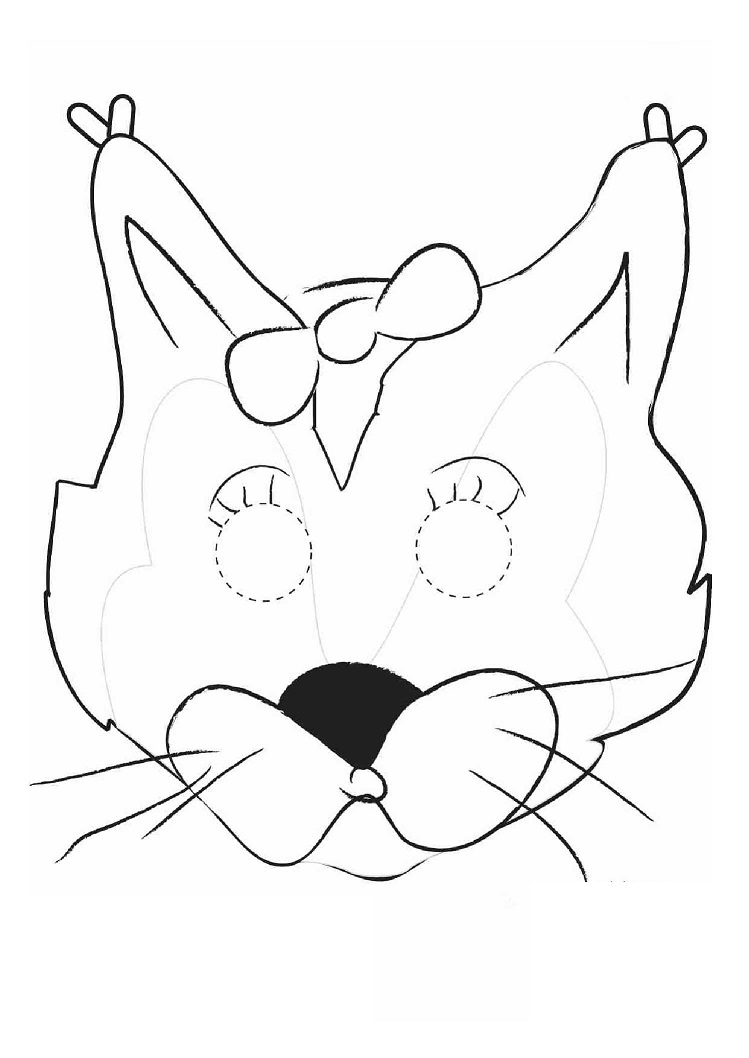 çocuklar için hazır kağıttan Tilki maskesi şablonu